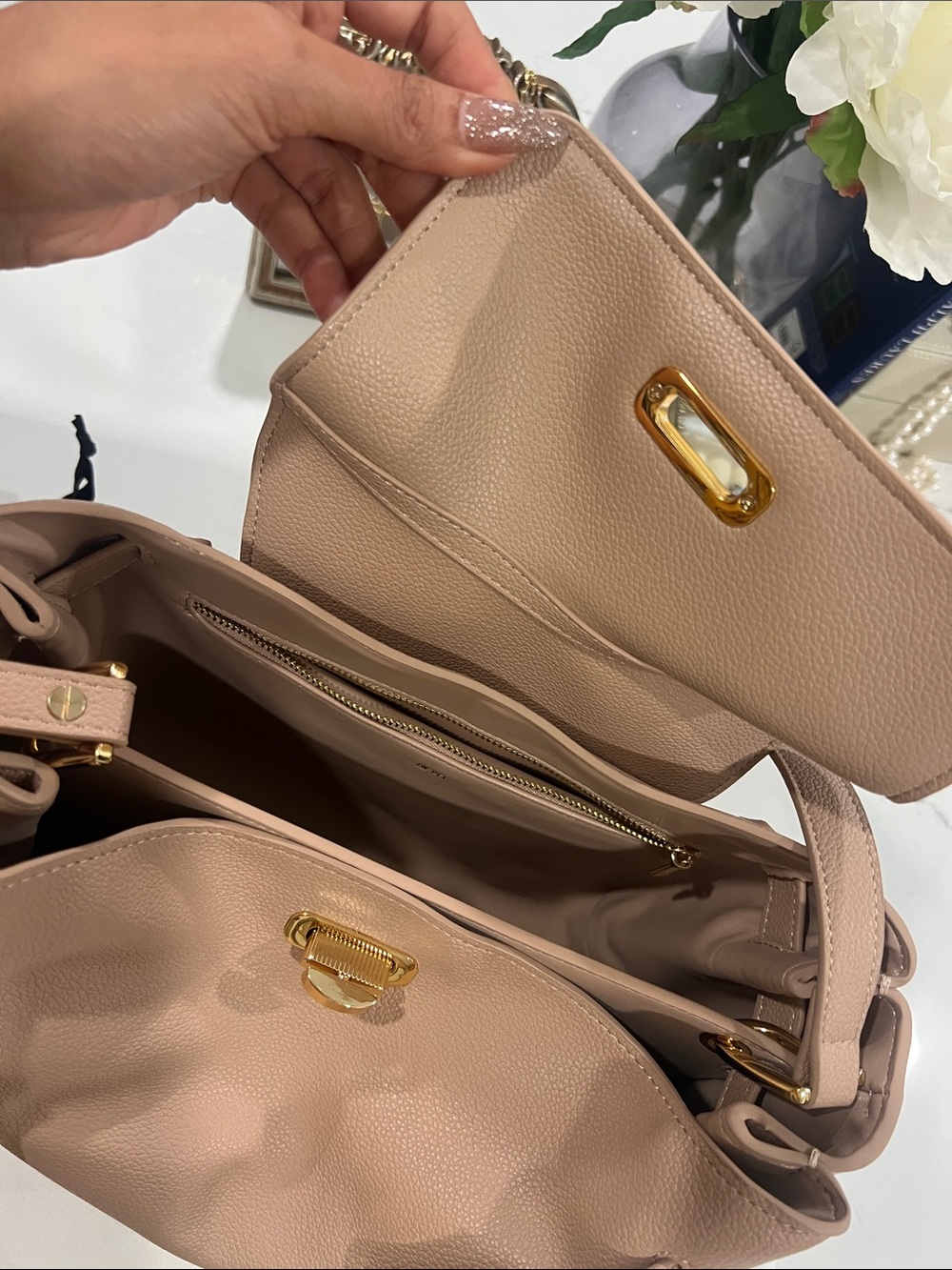 JW PEI Blush Beige Shoulder Bag with Gold Hardware - Picture 3 of 4
